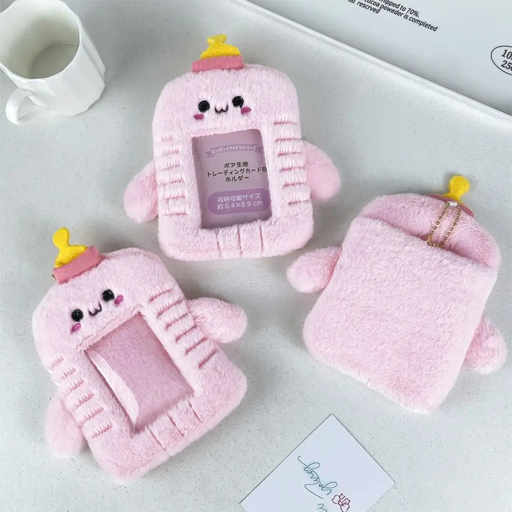 Cute Cartoon Card Holder Keychain Small Plush Photo Card Case Kawaii Photo Card Protective Case Card Holder Card Display Pendant