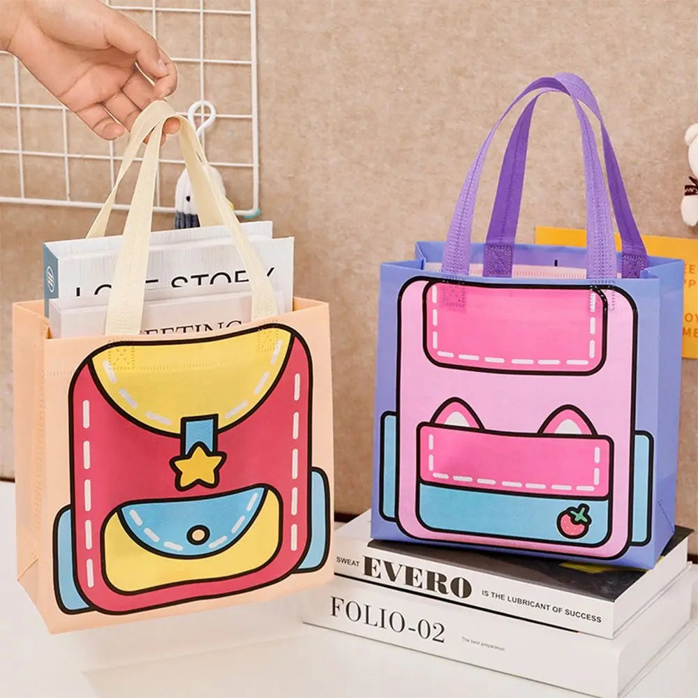1PC Cartoon Print Non-woven Shopping Bag Durable Reusable Wear-resistant Large Capacity Printed Handbag Candy Gift Bag
