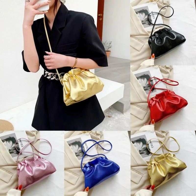 PU Leather Cloud Drawstring Crossbody Phone Bag