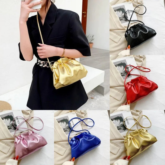 PU Leather Cloud Drawstring Crossbody Phone Bag