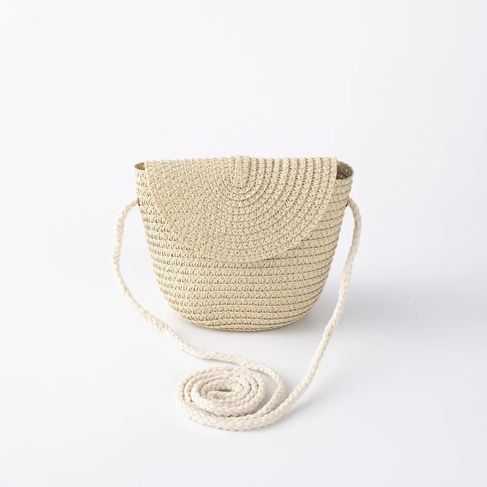 Woven Straw Rattan Crossbody Bag - Handmade Summer Beach Purse