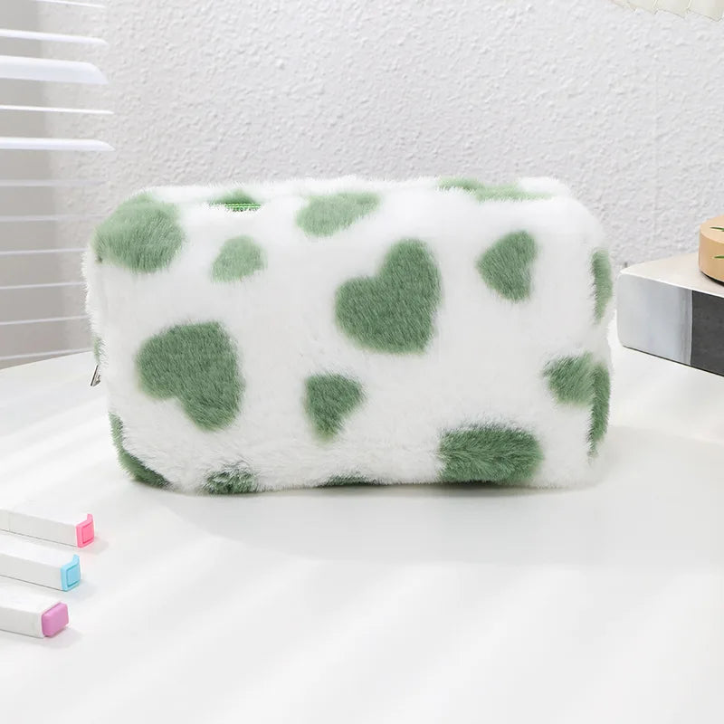 Fashion Small Cosmetic Bag Cute Plush Makeup Organizer Pouch Kawaii Pencil Case Bags Travel Coin Purse Household Storage