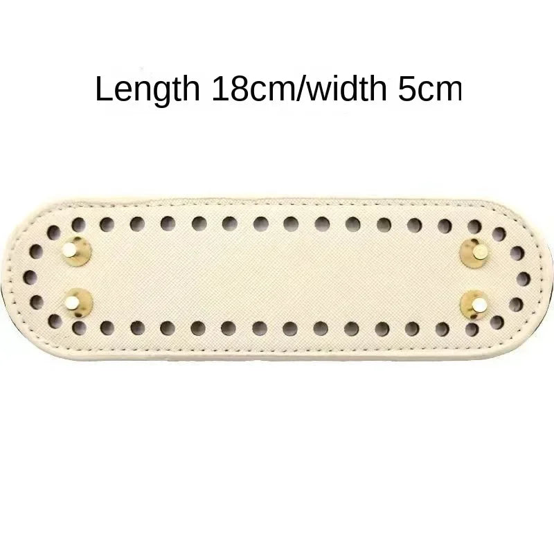 5x18cm/12x25cm PU Bag Bottom with 4 Rivets Oval Bag Bottom Wear-resistant Strong Durable Bag Bottom for Crochet Knitting Handbag