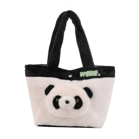 Cute Panda Plush Tote Bag - Women's 3D Panda Head Shoulder Bag