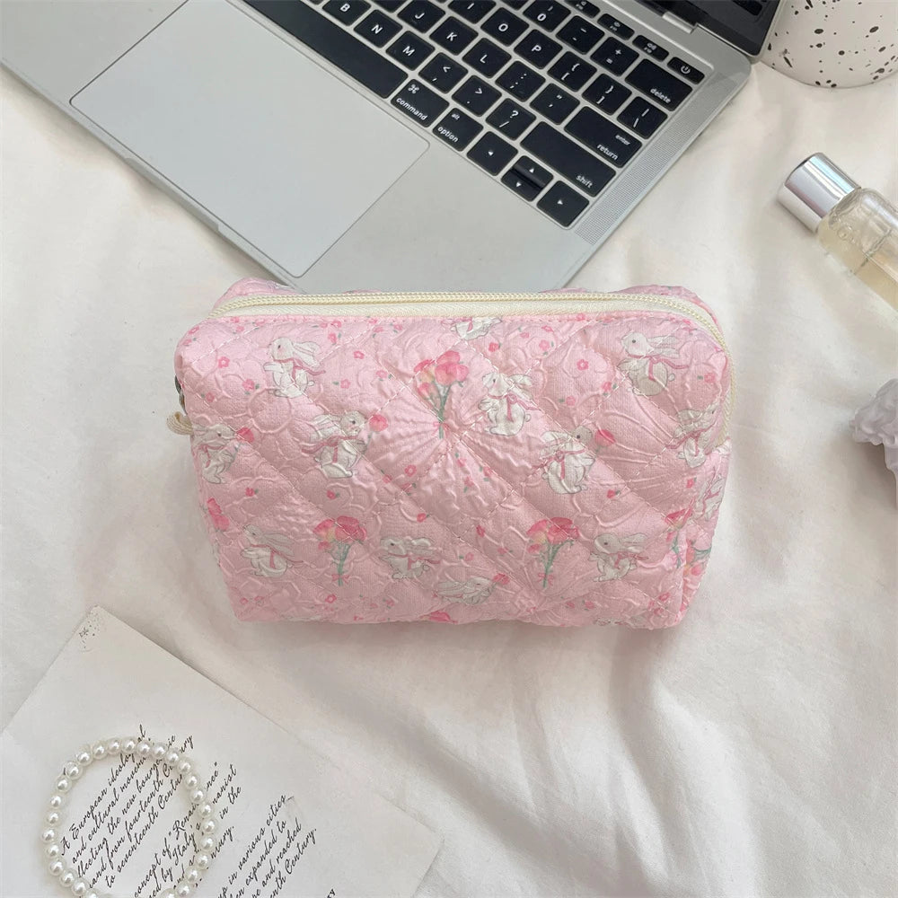 Cartoon Cosmetic Bag for Women Travel Portable Toiletry Bag Soft Cosmetics Makeup Brush Lipstick Storage Bag Organizer Pouch