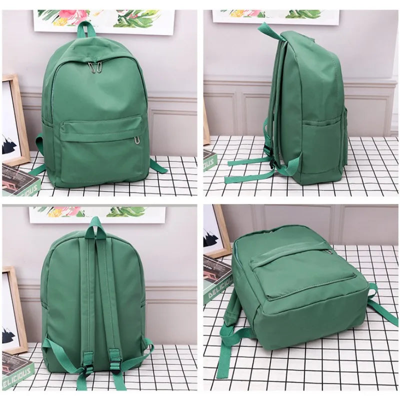 High Quality New Waterproof Nylon Women Backpack Female Travel Bag Backpacks Schoolbag for Teenage Girls Solid Color Bookbag