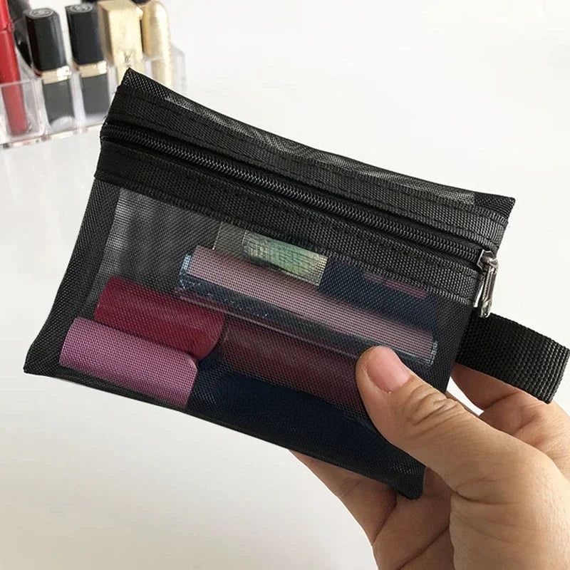 1PC Black Women Men Necessary Cosmetic Bag Transparent Travel Organizer Fashion Small Large Black Toiletry Bags Makeup Pouch