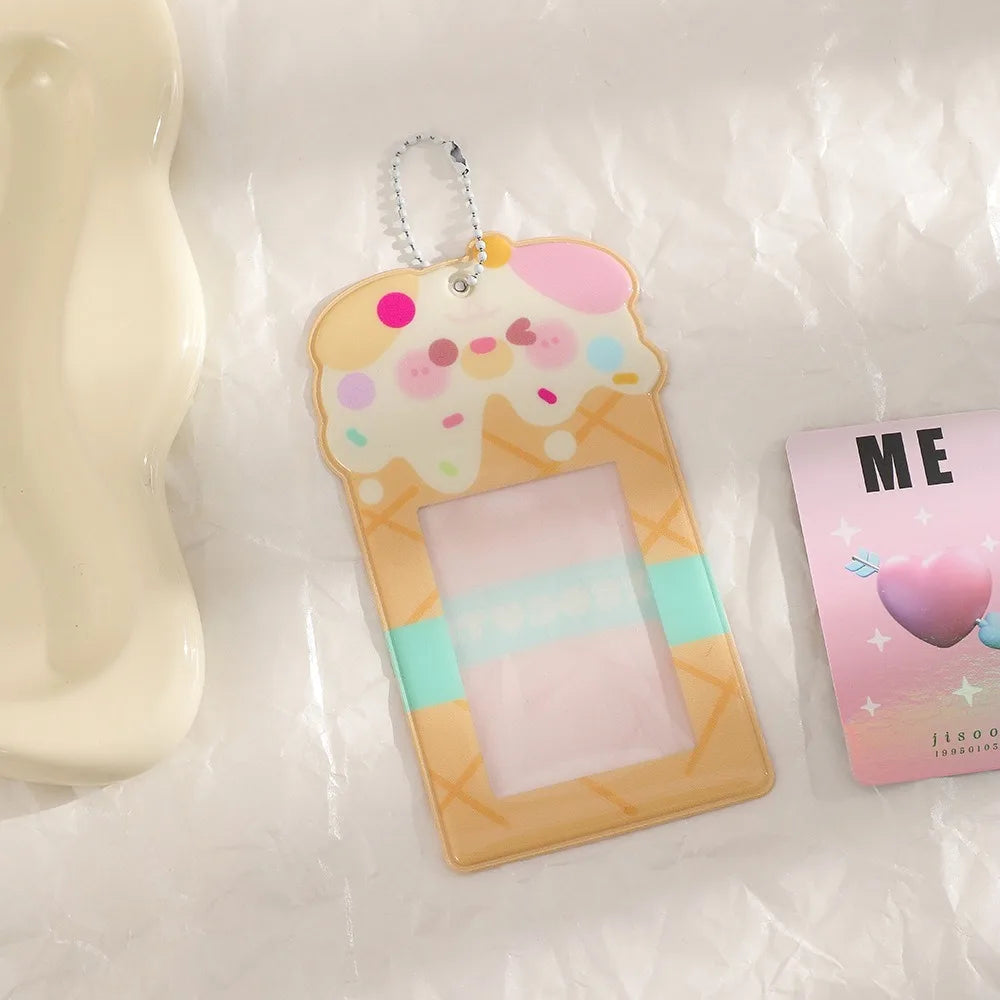 Cute Card Holder PVC Cartoon Photo Card Protective Case Card Display Pendant Card Holder Keychain Organiser's Card