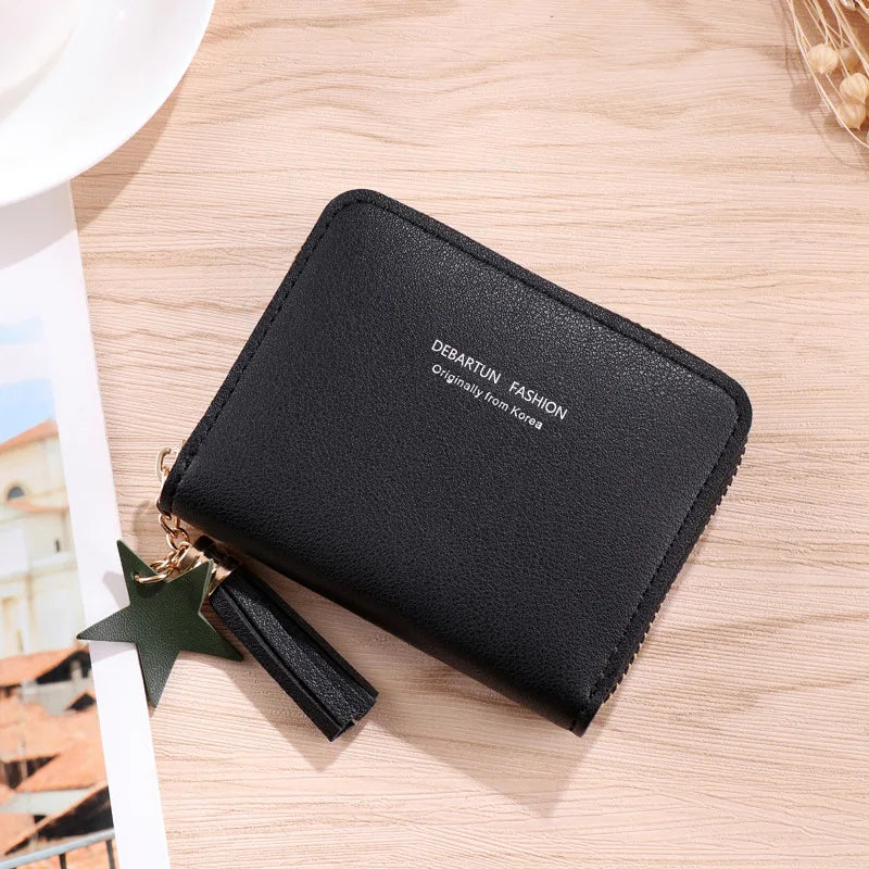 Women Small Wallet Ladies Mini Tassel Wallet Cute Girl Short Zipper Lovely Pu Leather Coin Purse Female Hand Wallet Purse