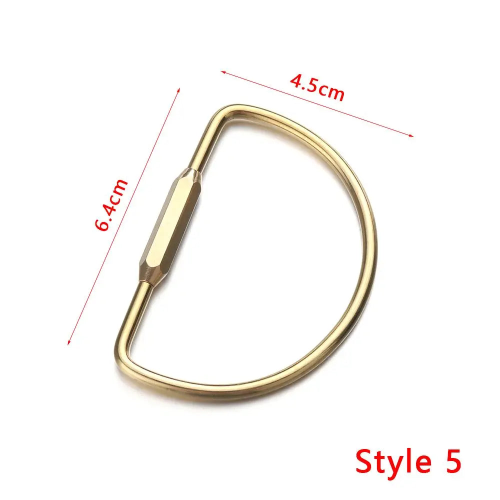 Portable Brass Keychain Creative Unique Key Ring Pendant Whistle Ruler Buckles DIY Craft Tools Jewelry Accessories