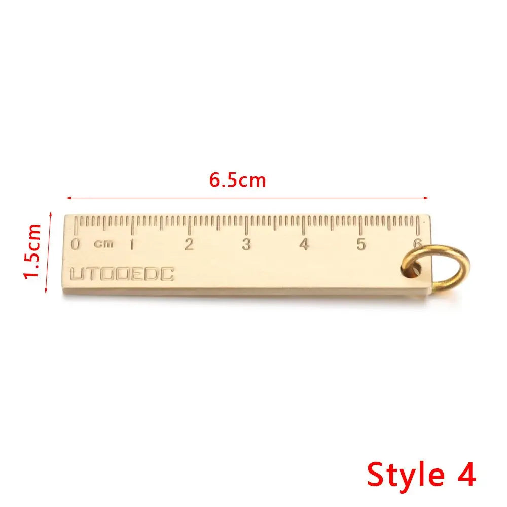 Portable Brass Keychain Creative Unique Key Ring Pendant Whistle Ruler Buckles DIY Craft Tools Jewelry Accessories