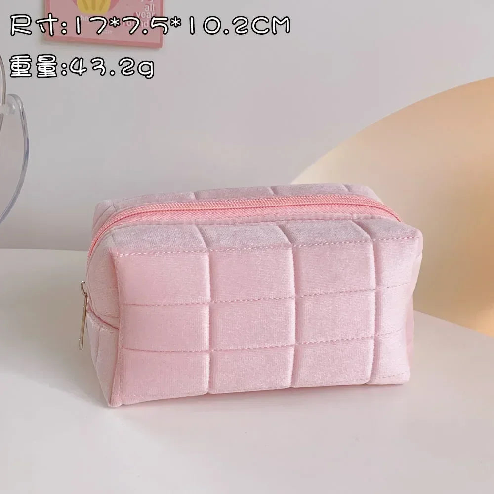 Cute Plush Women Cosmetic Bag Lipstick Makeup Bag Korean Student Pencil Case Travel Makeup Brushes Cosmetic Organizer Bag