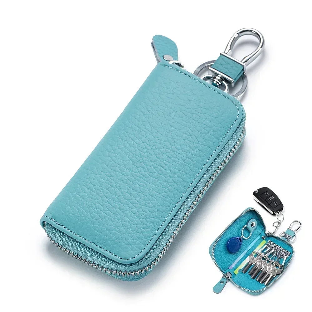 Men Women Genuine Leather Key Holder Wallet Key Wallet Organizer Bag Car Key Case Pouch Multifunctional Small Wallet Mini Purse