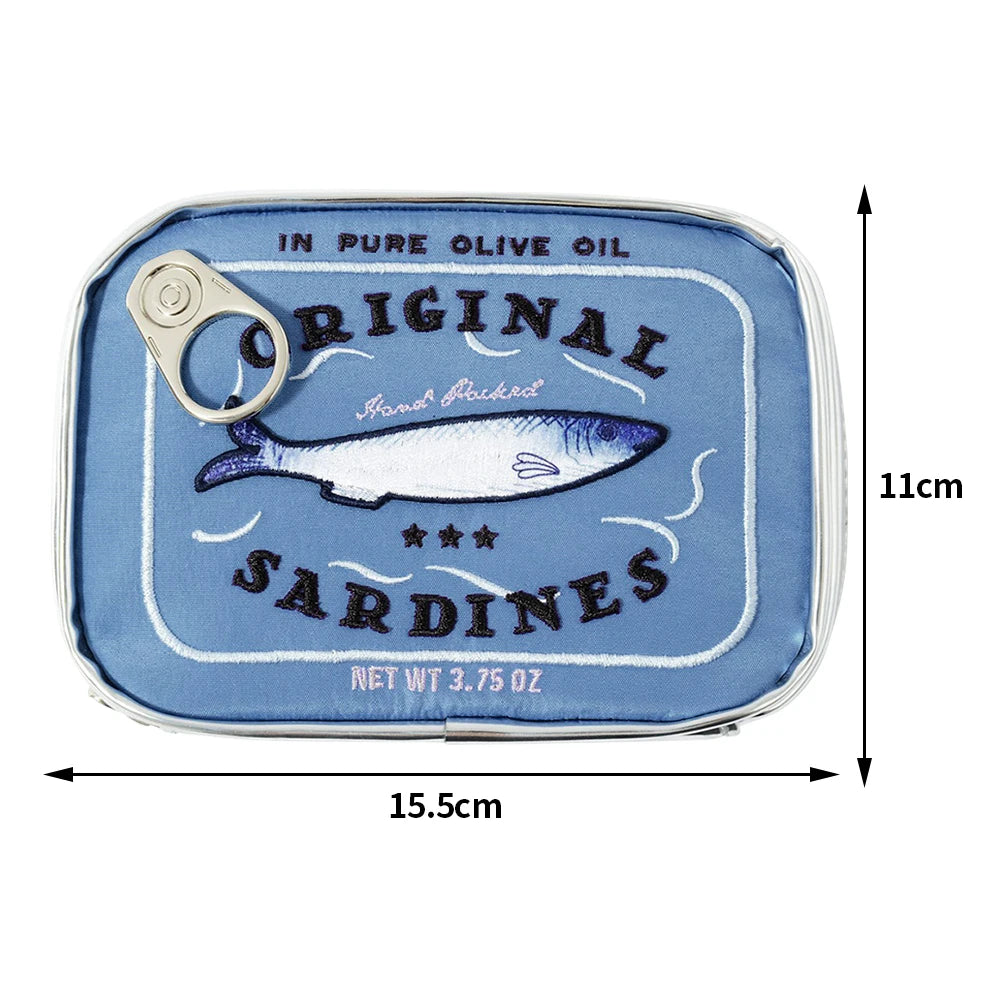 Cute Cosmetic Bag Sardines Cans Shape Funny Packages Creative Portable Toiletry Bag Fashion Zipper Small Soft Makeup Bags