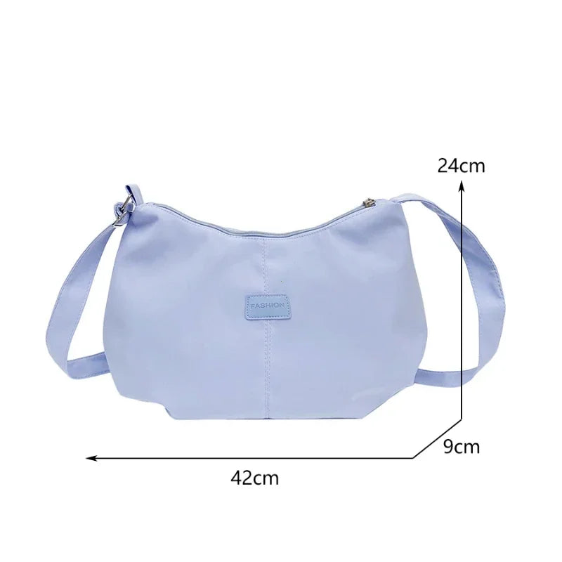 Casual Nylon Womens Shoulder Bag Korean Fashion Simple College Style Crossbody Bag Large Capacity Designer Ladies Handbag Purse