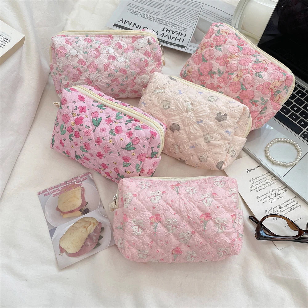 Cartoon Cosmetic Bag for Women Travel Portable Toiletry Bag Soft Cosmetics Makeup Brush Lipstick Storage Bag Organizer Pouch