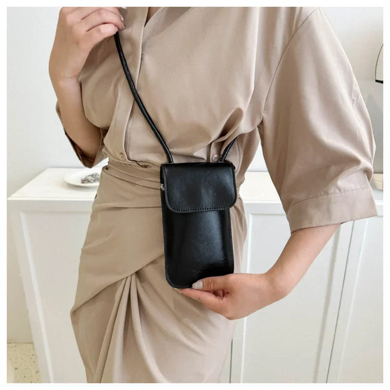 Causal Women Bags Pu Wallets Solid Color Cell Phone Purse Lady Crossbody Shoulder Bag Handbag Female Money Bags Messenger Bag