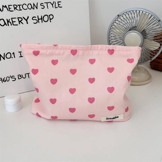 New Pink Love Women Cosmetic Bag Makeup Zipper Bags Purses Coin Lipstick Storage Bag Travel Organizer Toiletry Pouch for Girls