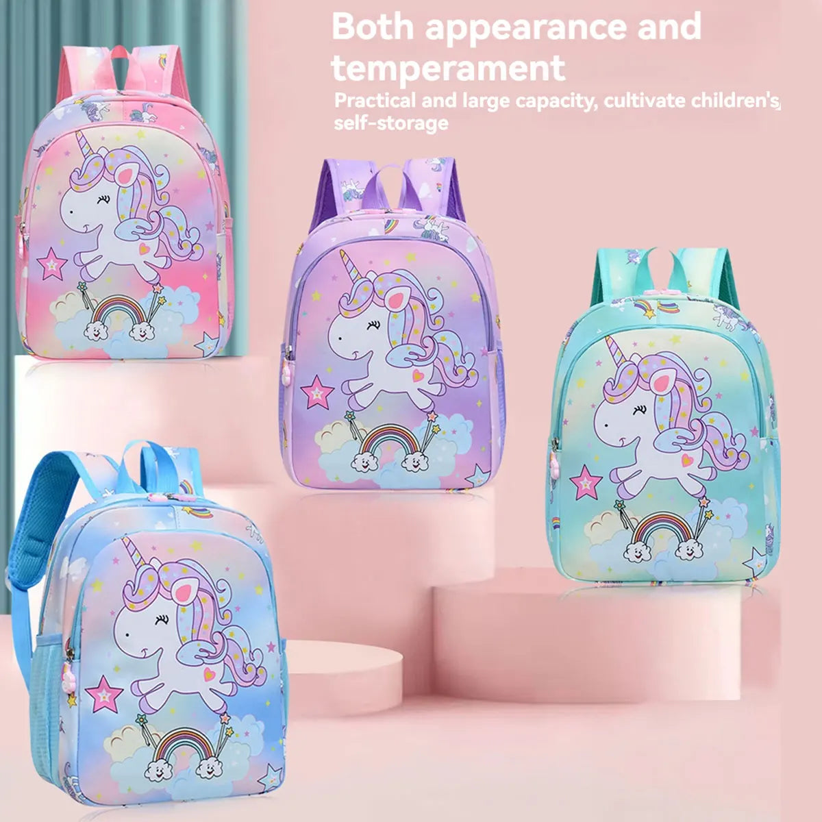 Unicorn Pattern Kids' Backpack for School and Everyday Use