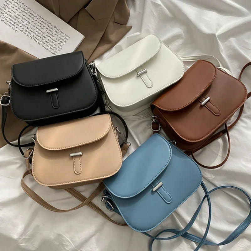 Fashion Women Crossbody Saddle Bag PU Leather Small Handbags Purses Retro Semicircle Designer Messenger Bags Female Clutch Tote