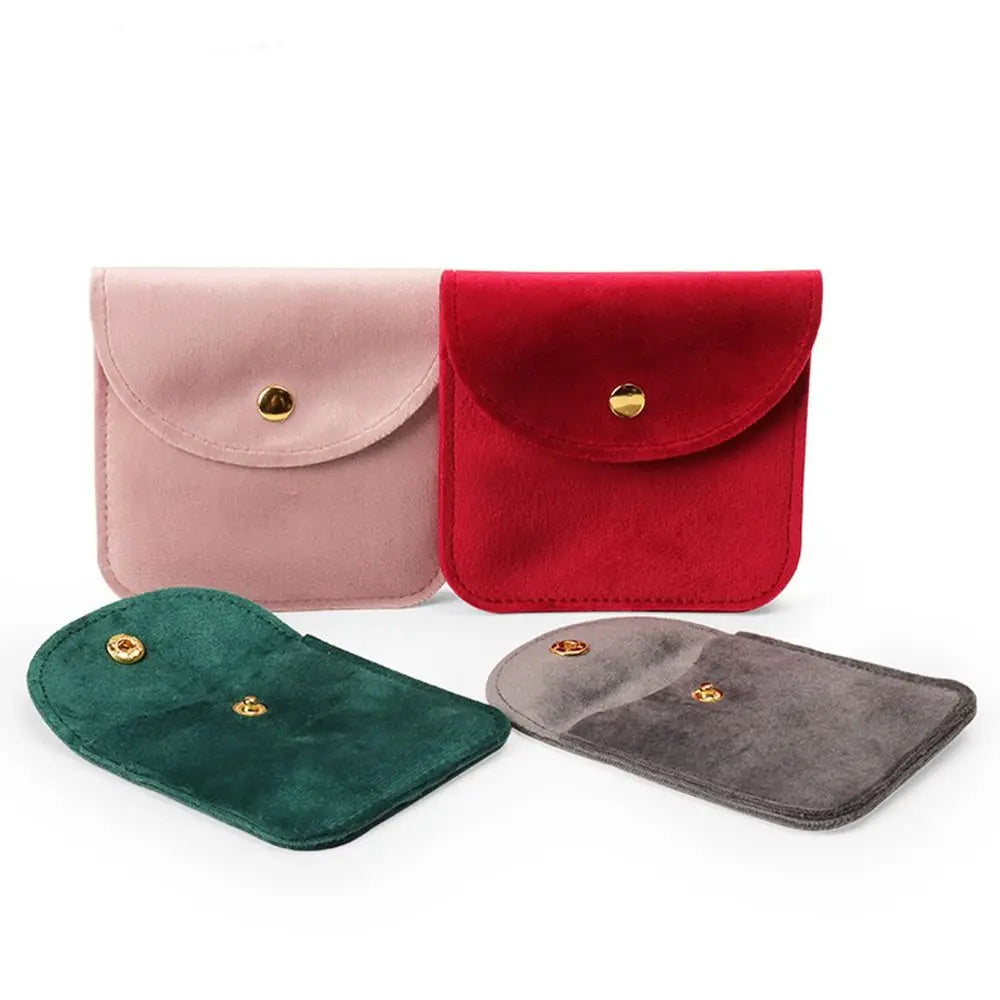 Portable Velvet Snap Button Packaging Pouch Gift Jewelry Bag Necklace Earrings Ring Storage Pouch Dust Protect Wrapping Bag