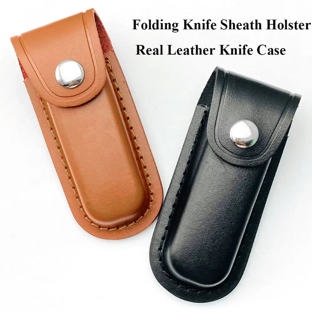 Outdoor Equipment Pocket Hunt Leather Sheath Holder Flashlight Case Camp Outdoor Carry Fold Knife Tool Belt Loop Case