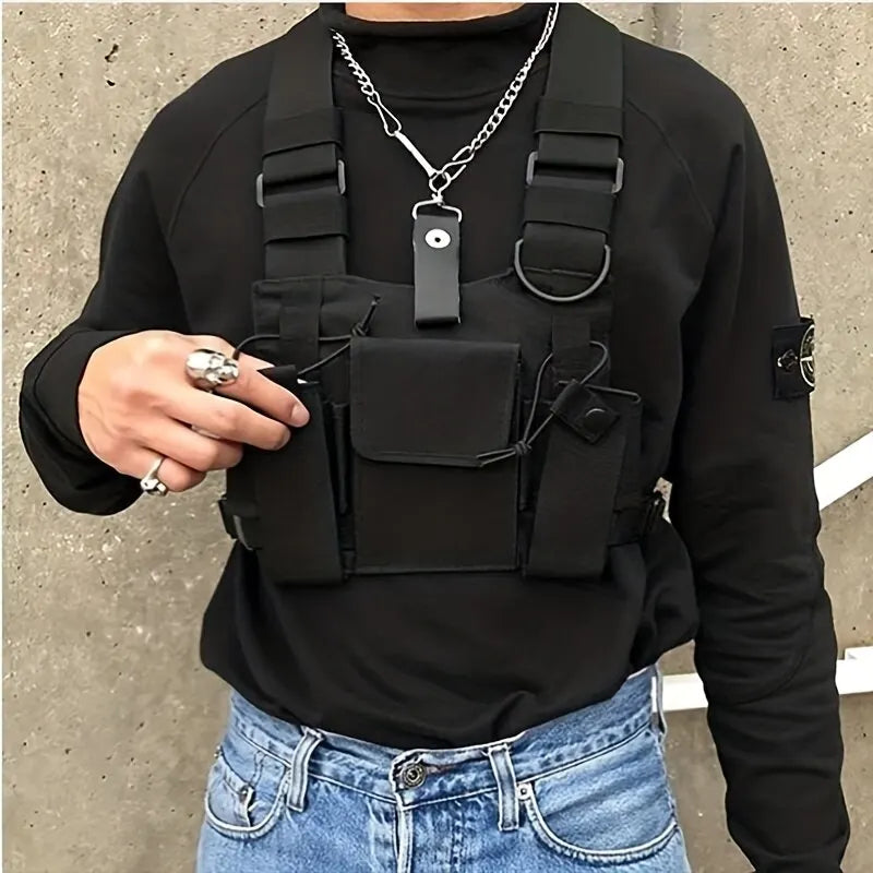 Waist Pack Nylon Adjustable Vest Hip Hop Streetwear Functional Tactical Harness Chest Rig Kanye West Chest Bag