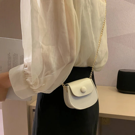 Cute Mini Shoulder Bag for Women Fashion Solid Color Chain Crossbody Bag Small Earphone Lipstick Storage Bag Handbags