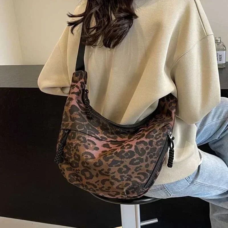 Leopard Print Crossbody Bags for Women Corduroy Casual Shoulder Tote Bags Ladies Sac A Main Femme Designer Luxury Handbags 2025