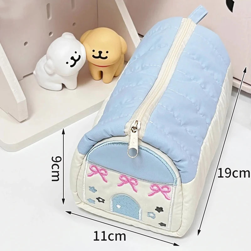 Grid Bow Cosmetic Bag Ins Makeup Storage Bag Large Capacity Handbag Storage Tool Portable Women Zipper Cosmetic Organizer 가방