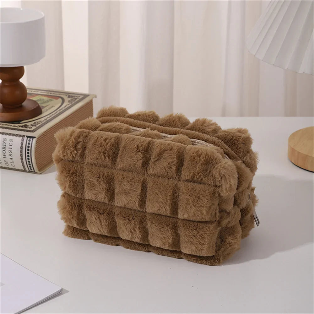 Plush Puffer Makeup Bag Cosmetic Organizer Large Capacity Pouch