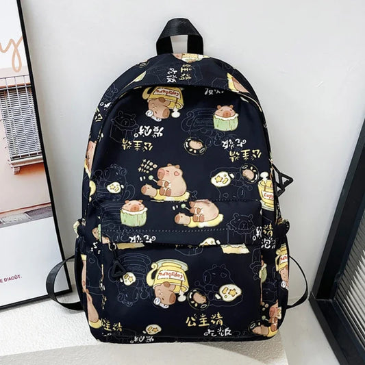 Kawaii Capybara Large Capacity School Laptop Backpack