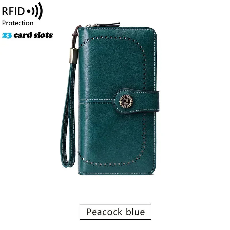 High Quality Women Wallet RFID Anti-theft Leather Wallets For Woman Long Zipper Large Ladies Clutch Bag Female Purse Card Holder