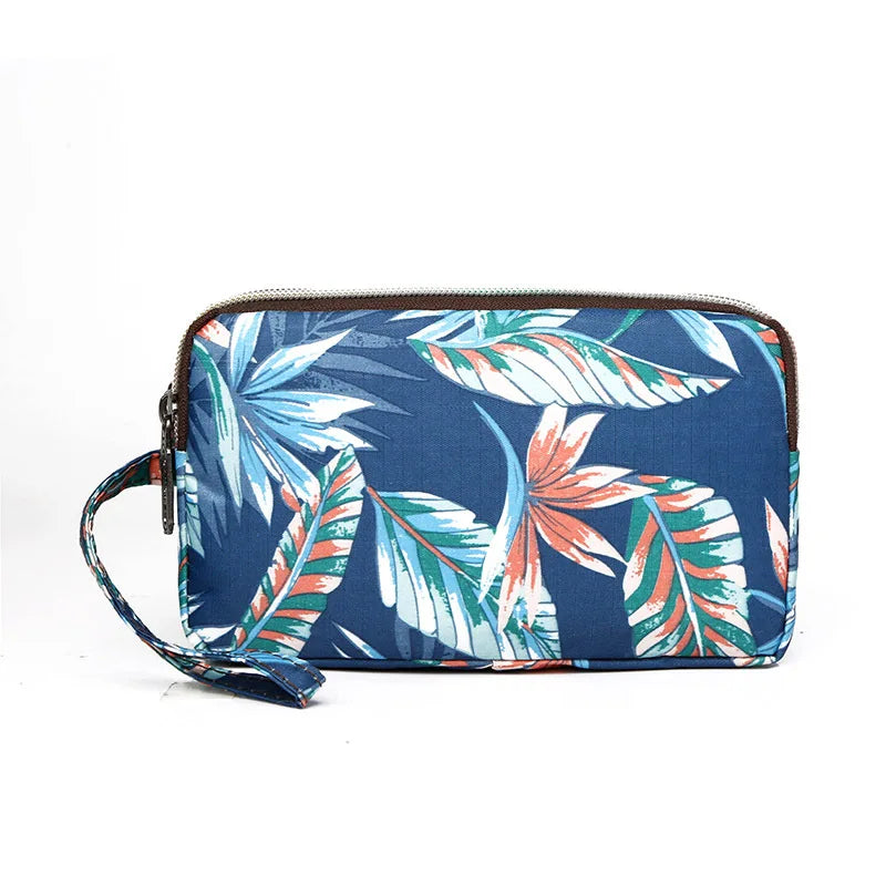 Fashion Flower Print Wallet For Women Three Layer High-capacity Mobile Phone Bag Portable Handheld Bag Mini Key Bag Clutch Bag