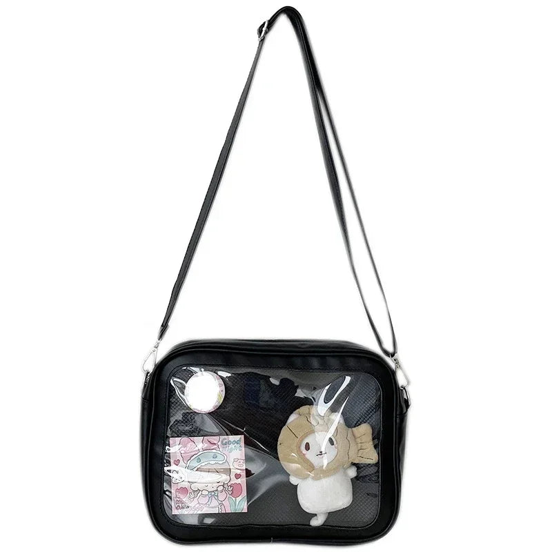 Luxury Pu Ita Bag Crossbody Women Sweet Lolita Bags Cute Transparent Pocket Japanese Style Shoulder Bag Purses and Handbags