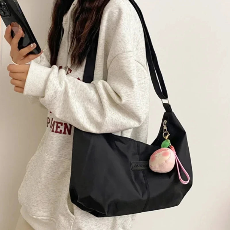 Casual Nylon Womens Shoulder Bag Korean Fashion Simple College Style Crossbody Bag Large Capacity Designer Ladies Handbag Purse