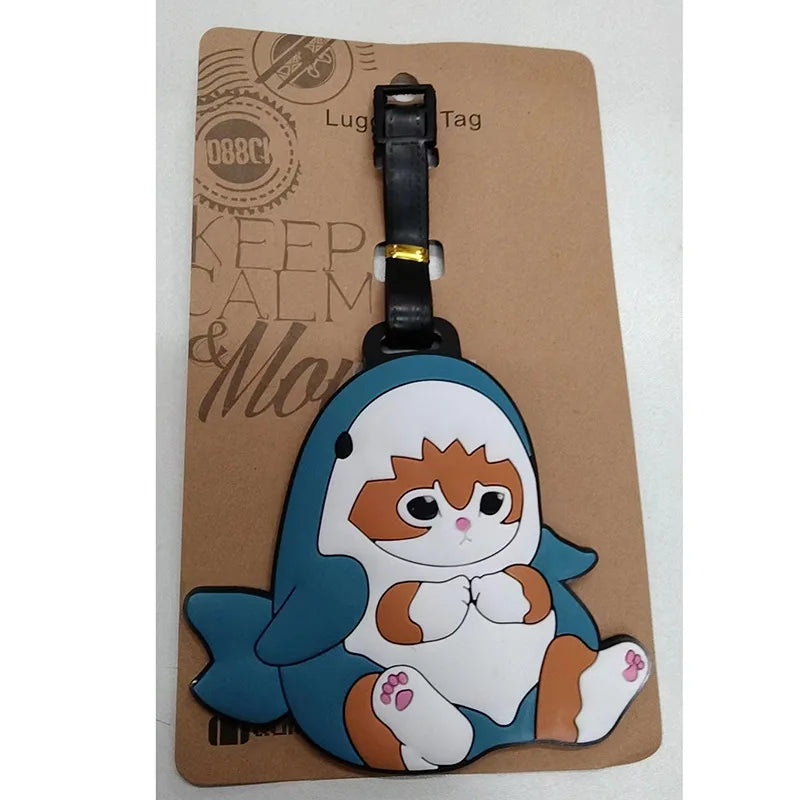 Cute Cartoon Baby Shark Travel Accessories Luggage Tag Silica Gel Suitcase ID Addres Holder Baggage Boarding Tag Portable Label