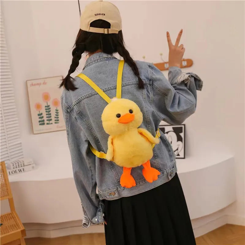 33cm Yellow Duck Plush Backpack Cute Soft Schoolbag Girls Gift