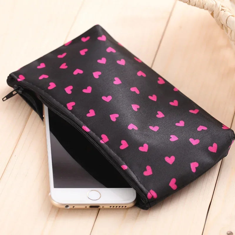 Girl Cosmetic Bag Heart Print MakeUp Bag Toiletries Organizer Wash Storage Makeup Bag Organizer Beauty Case