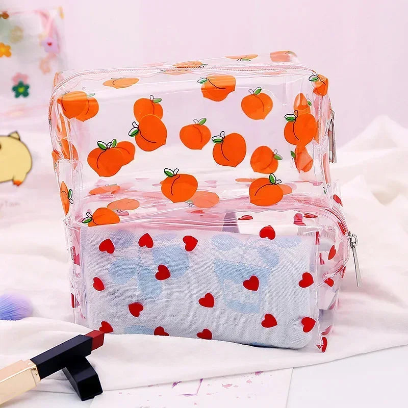 Waterproof Transparent Zipper Cosmetic Bag Fashion Print Women Girl Travel Makeup Bag Pouch Wash Organizer Toiletry Storage Bags