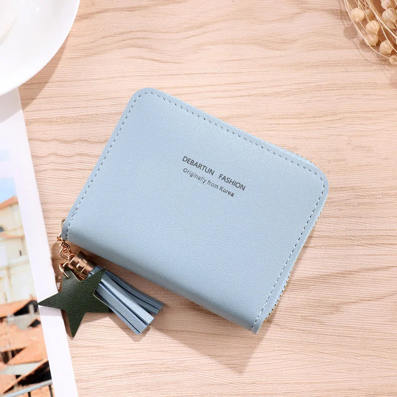 Women Small Wallet Ladies Mini Tassel Wallet Cute Girl Short Zipper Lovely Pu Leather Coin Purse Female Hand Wallet Purse