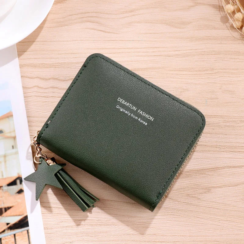 Women Small Wallet Ladies Mini Tassel Wallet Cute Girl Short Zipper Lovely Pu Leather Coin Purse Female Hand Wallet Purse