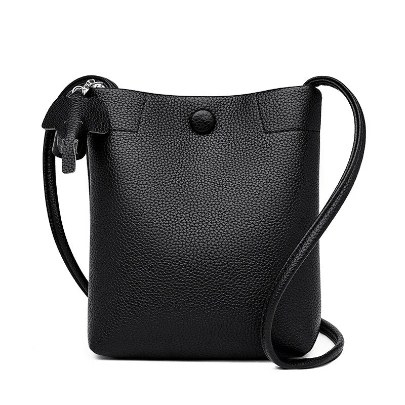 Women's Leather Shoulder Crossbody Bag - Large Capacity, Fashion Bucket Bag, Phone Pouch