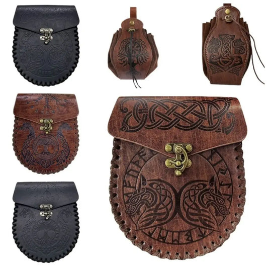 Medieval Dragon Wolf Coin Purse Cosplay Waist Bag Viking Knight Accessory