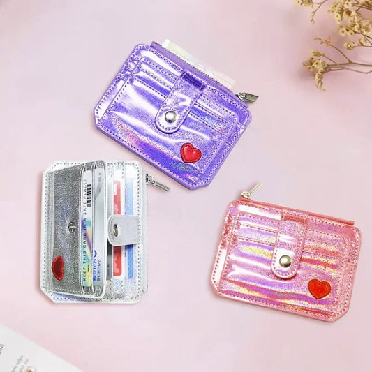 2023 Laser Women's Wallet Cute Design Large Capacity Multi -card Cash Coin Purse Pocket Pocket Love Pattern Accessories