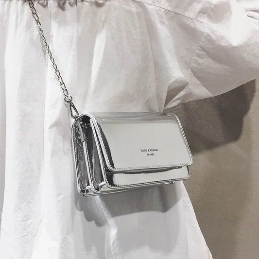 Silver Chain Crossbody Shoulder Bag Y2K Fashion