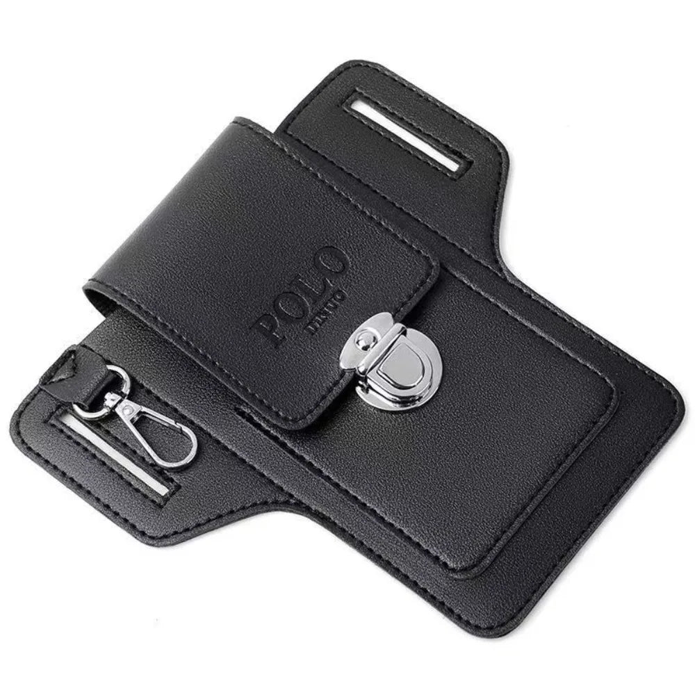 Men's PU Leather Belt Phone Waistpack Card Bag