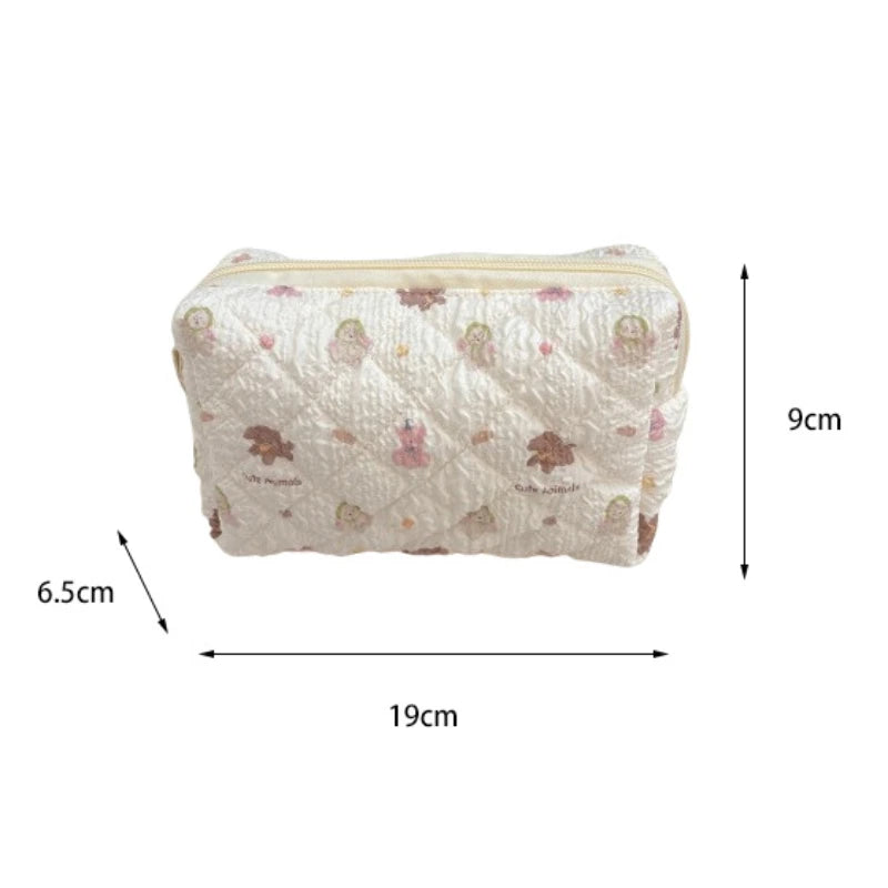 Cartoon Cosmetic Bag for Women Travel Portable Toiletry Bag Soft Cosmetics Makeup Brush Lipstick Storage Bag Organizer Pouch