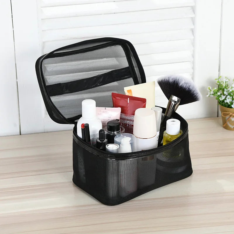 Mesh Transparent Makeup Bag Men Women Small Large Travel Cosmetic Bag Organizer Case Necessaries Make Up Wash Toiletry Bag