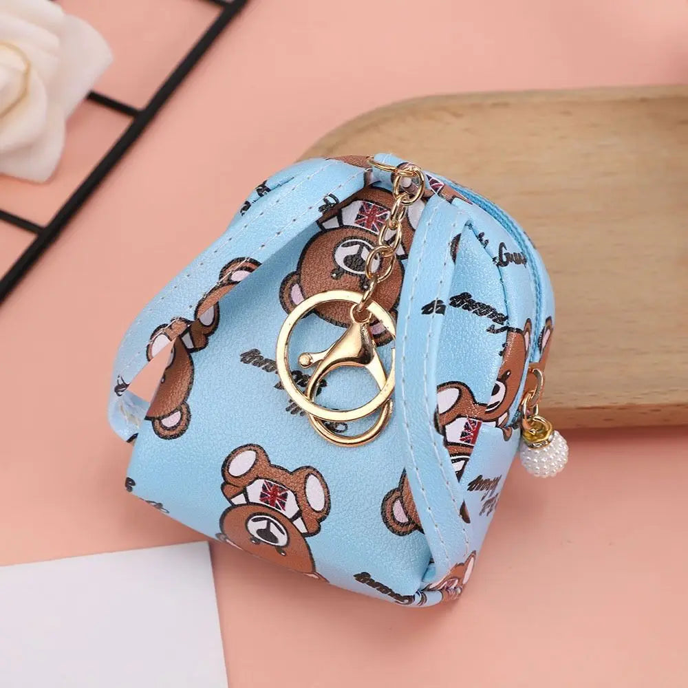 Mini Cute Bear Small Bag PU Leather Coin Purses Wallets Fashion Women Girls Coin Card Holder Pendant Decoration Keychain